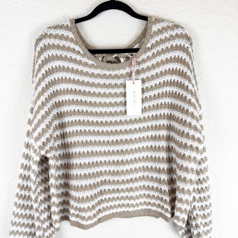 By the River Knit Stripe Bell Sleeve Sweater NWT